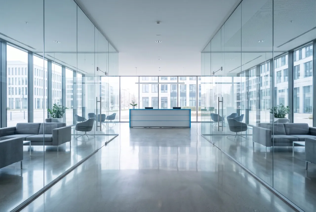 Sauberes modernes Bürofoyer in Dortmund