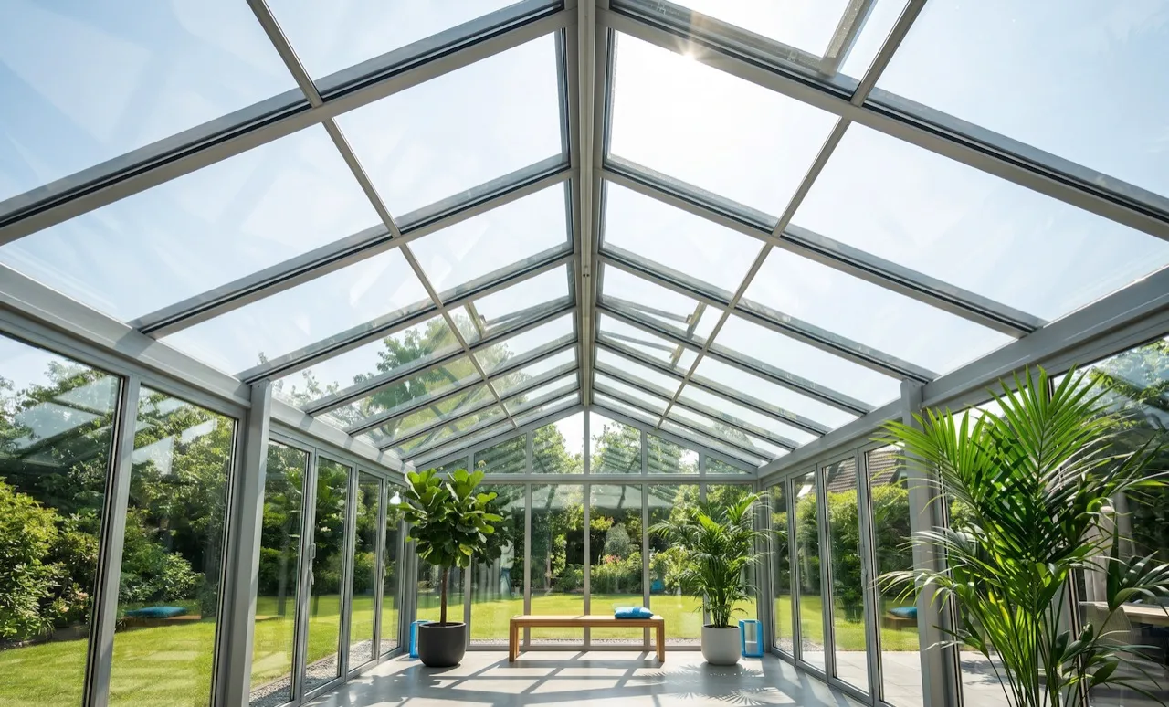 Streifenfrei gereinigter Wintergarten mit Glasdach in Dortmund