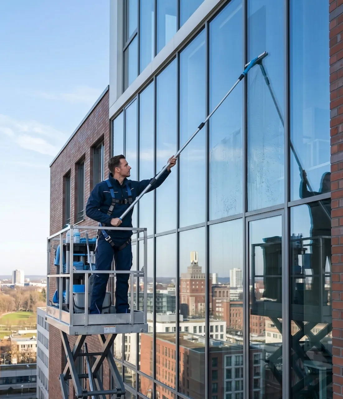 Professionelle Fensterreinigung in Dortmund – KARLI® reinigt Glasfassade streifenfrei