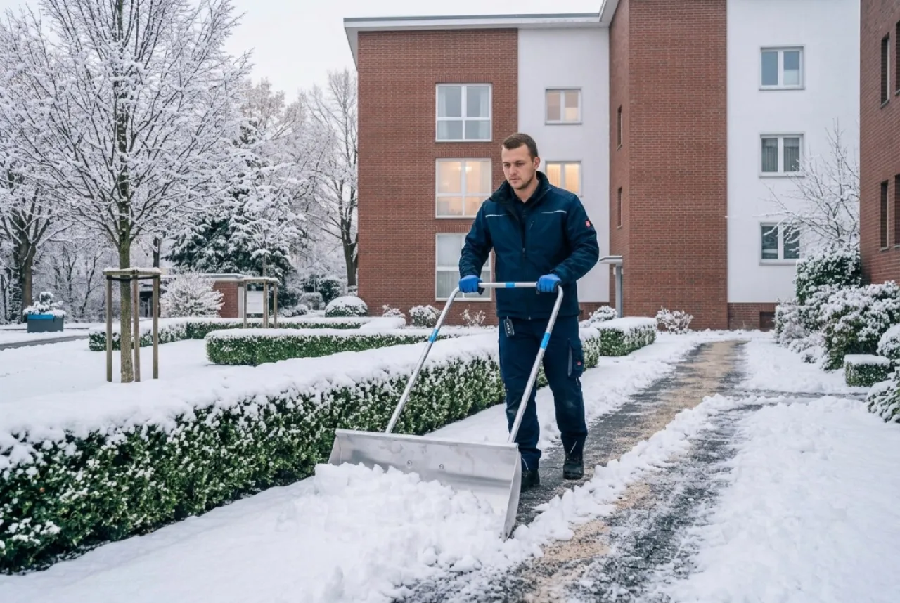 Winterdienst im Einsatz – geräumter Gehweg in Dortmund