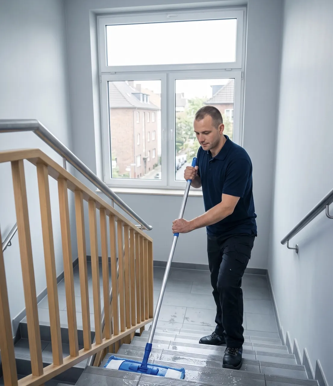 Professionelle Treppenhausreinigung in einem Dortmunder Mehrfamilienhaus durch KARLI®