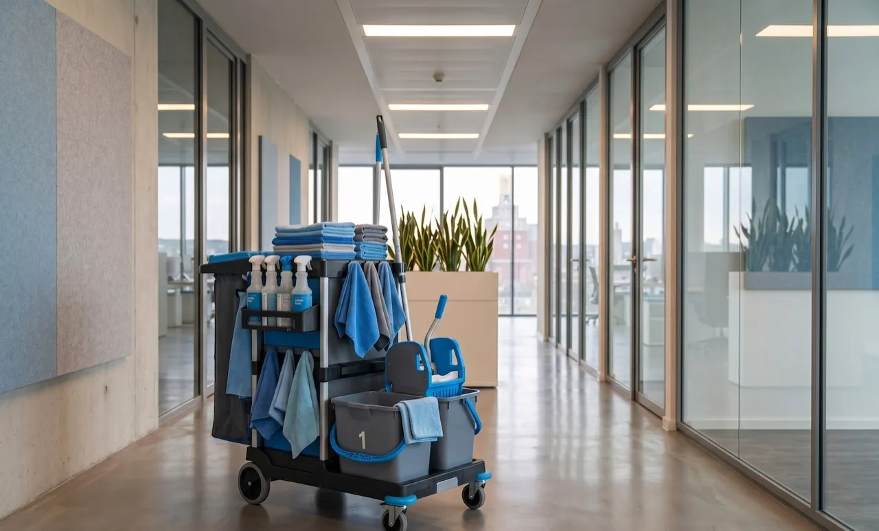 Reinigungswagen im Büroflur – KARLI® Dortmund
