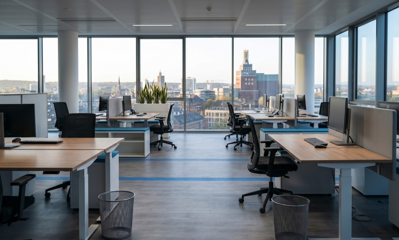 Blitzsauberes Büro nach der Unterhaltsreinigung in Dortmund