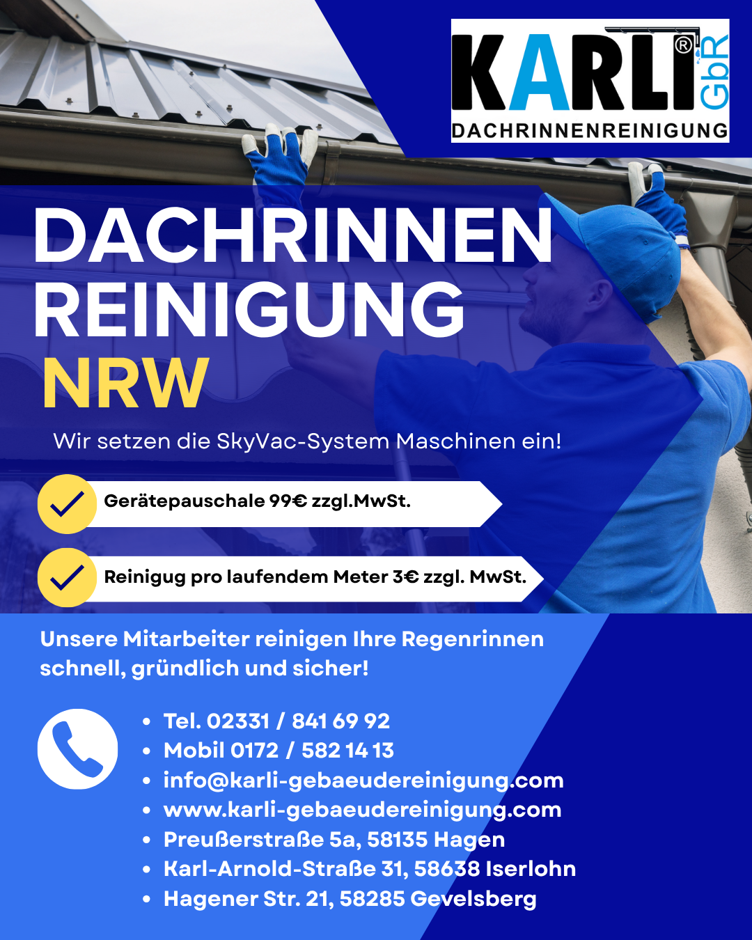 Dachrinnenreinigung - Karli Gebäudereinigung GbR NRW